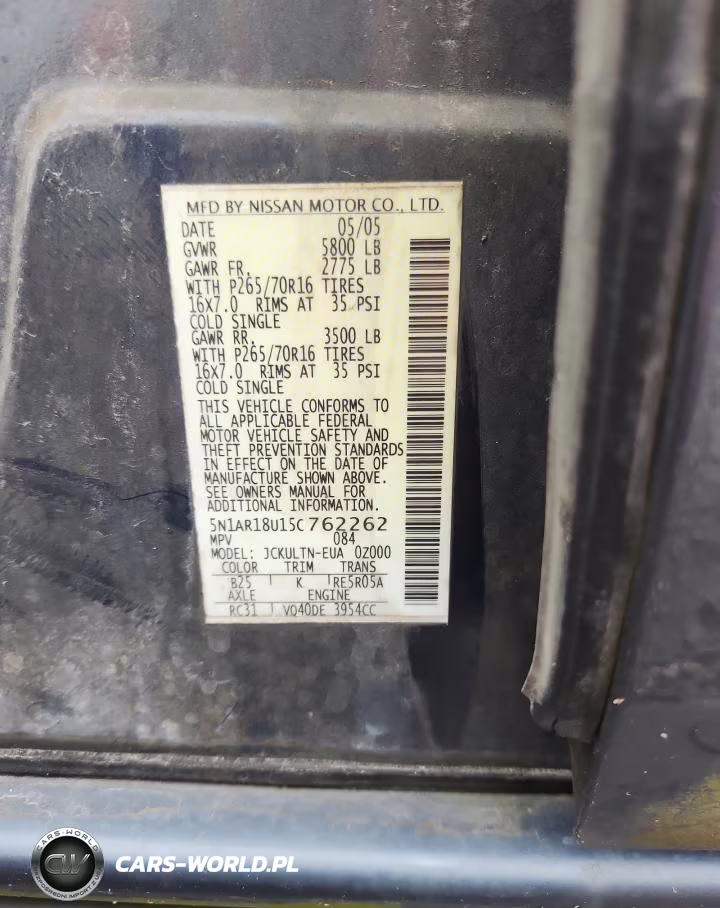 2005 Nissan Pathfinder Xe VIN:5N1AR18U15C762262 - 13