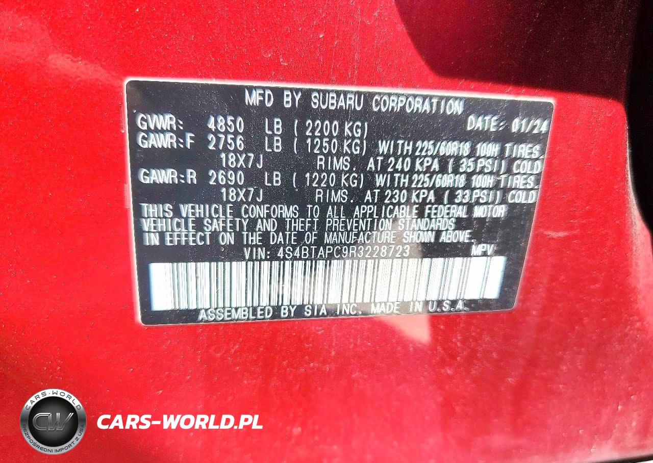 2024 Subaru Outback Touring VIN:4S4BTAPC9R3228723 - 12