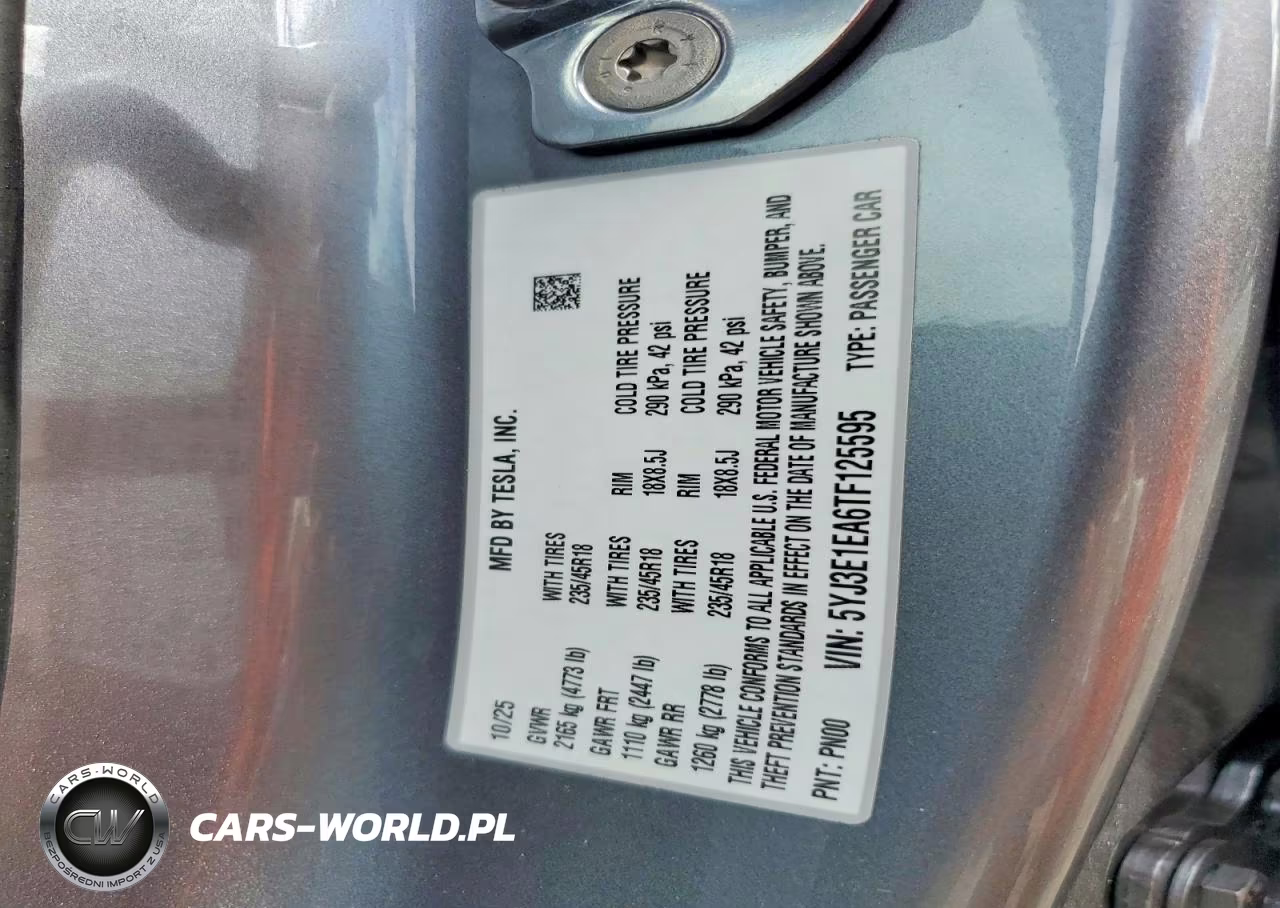 2026 Tesla Model 3 VIN:5YJ3E1EA6TF125595 - 12