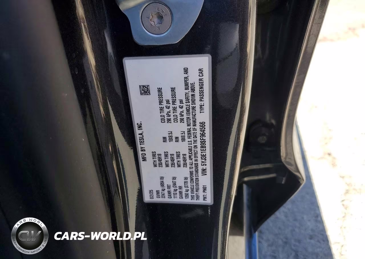 2025 Tesla Model 3 VIN:5YJ3E1EB9SF964566 - 12