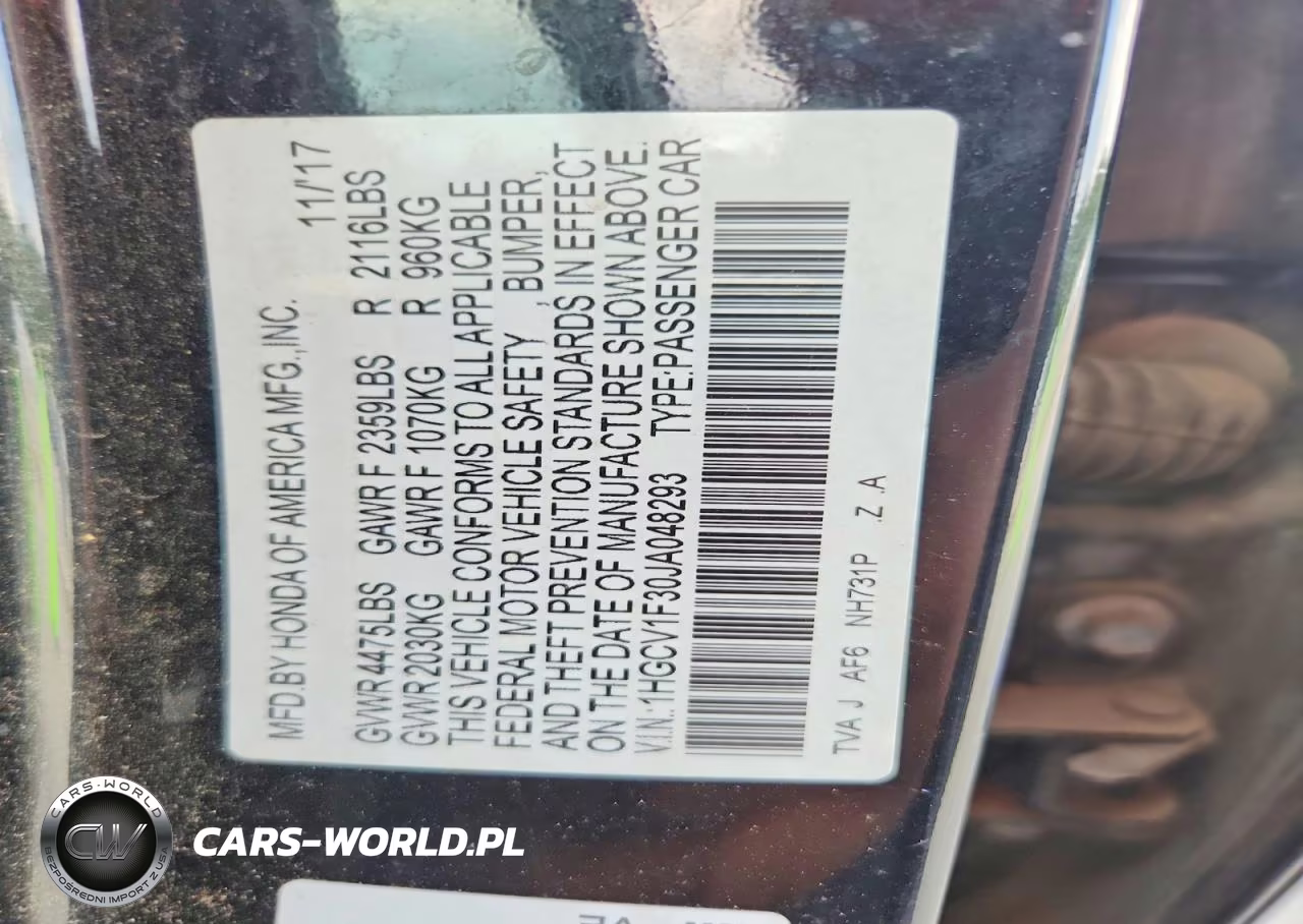 2018 Honda Accord Sport VIN:1HGCV1F30JA048293 - 12