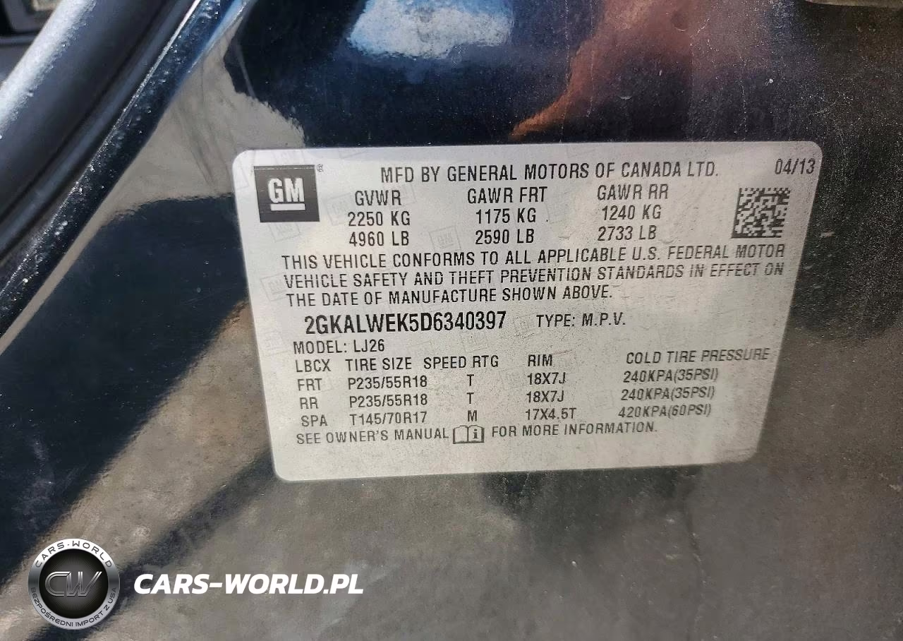 2013 GMC Terrain Slt VIN:2GKALWEK5D6340397 - 13