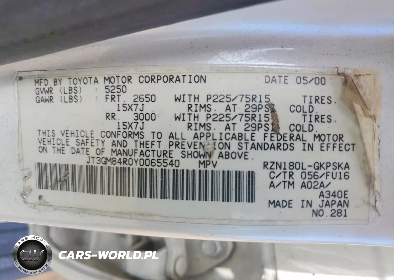 2000 Toyota 4Runner Base VIN:JT3GM84R0Y0065540 - 12