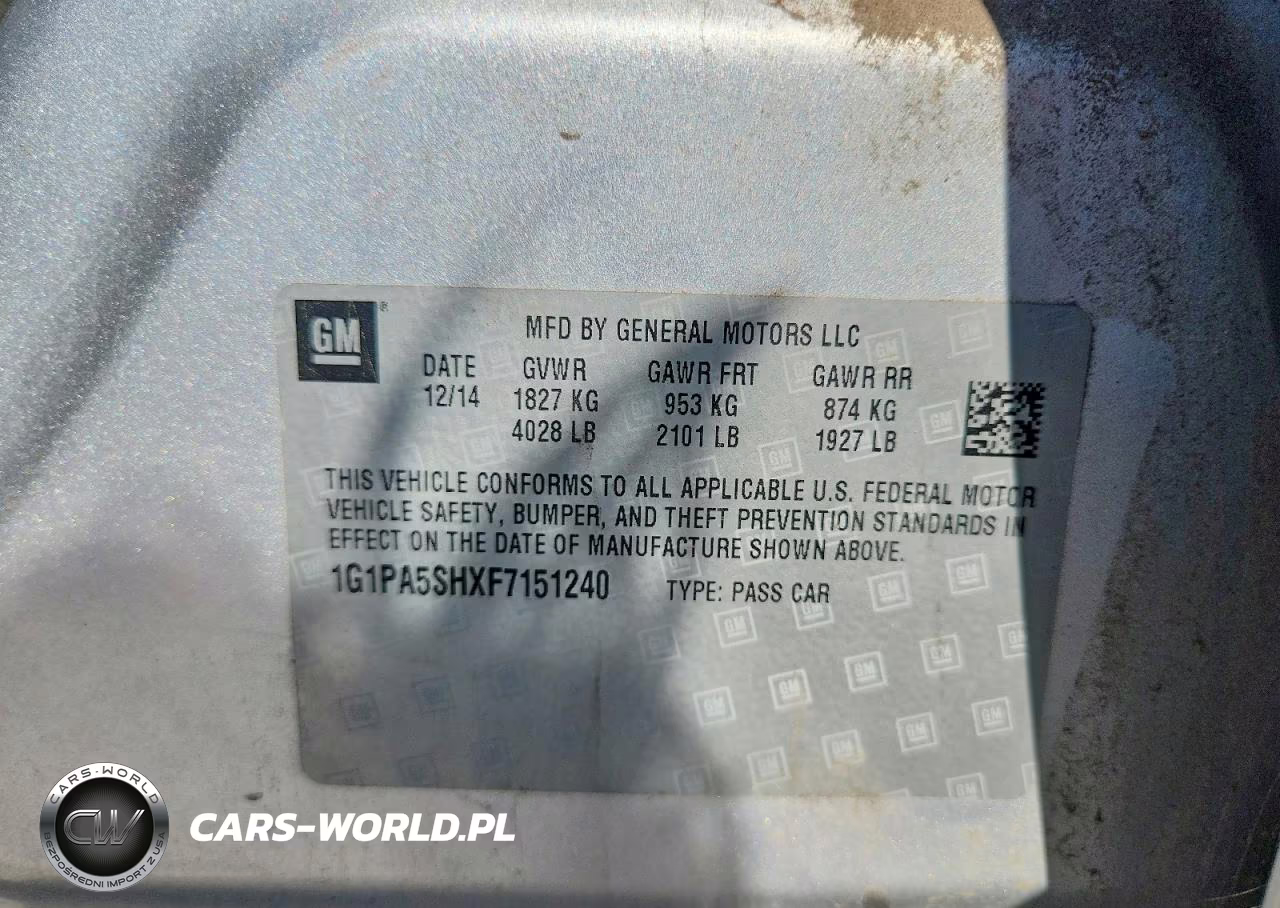 2015 Chevrolet Cruze Ls VIN:1G1PA5SHXF7151240 - 13