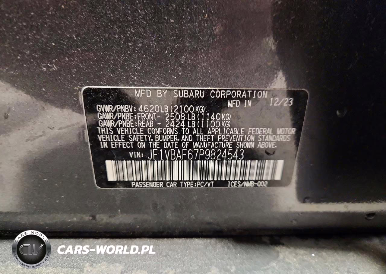 2023 Subaru Wrx Premium VIN:JF1VBAF67P9824543 - 12