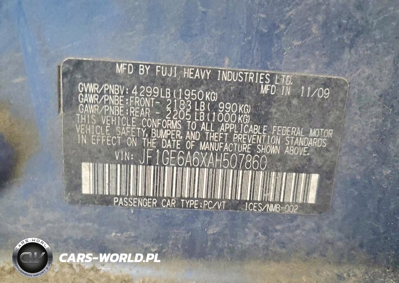 2010 Subaru Impreza 2.5I VIN:JF1GE6A6XAH507860 - 12