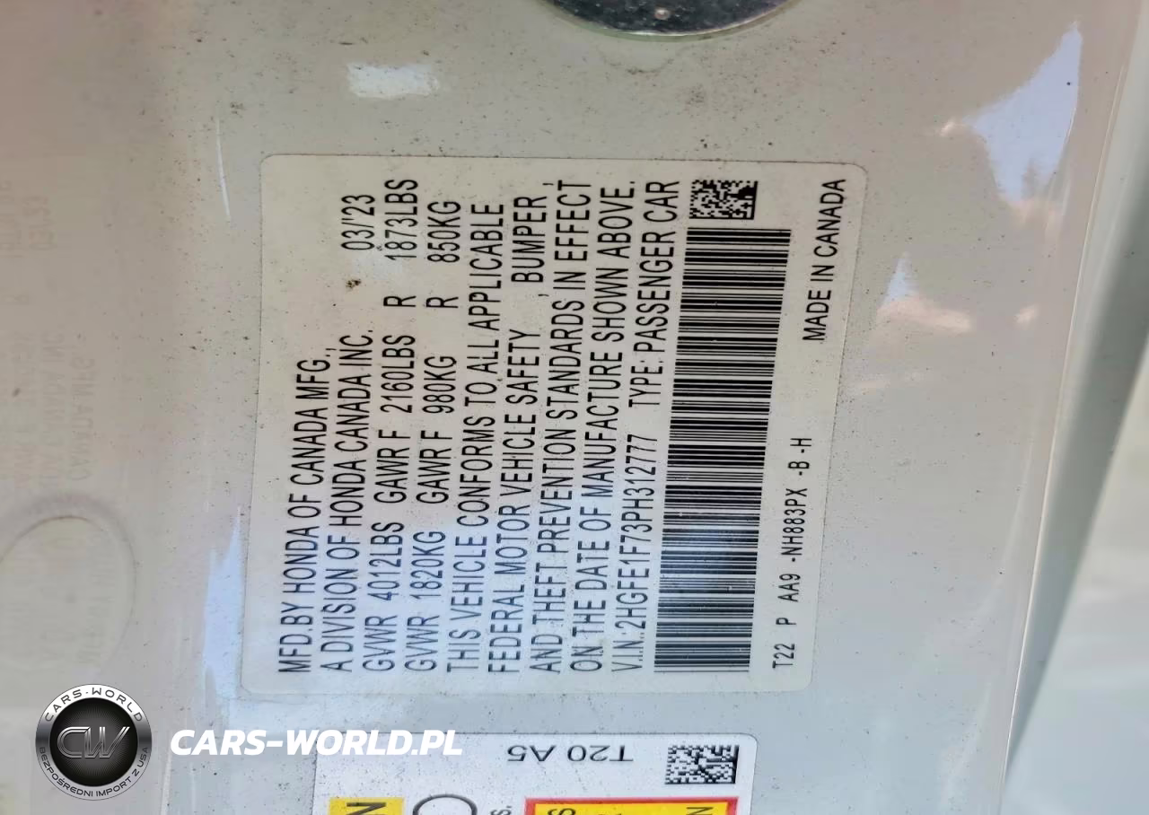 2023 Honda Civic Ex VIN:2HGFE1F73PH312777 - 13