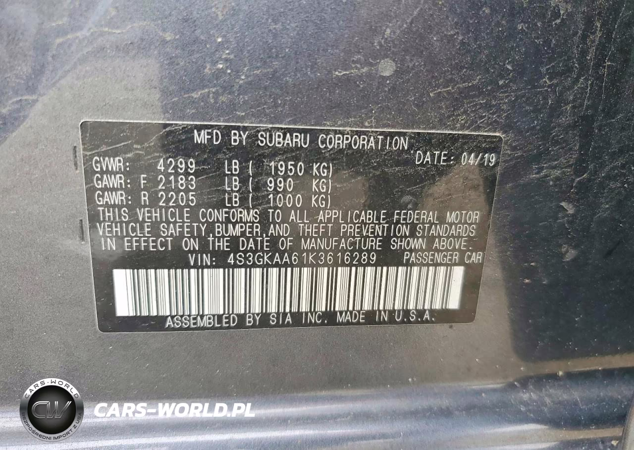 2019 Subaru Impreza VIN:4S3GKAA61K3616289 - 12