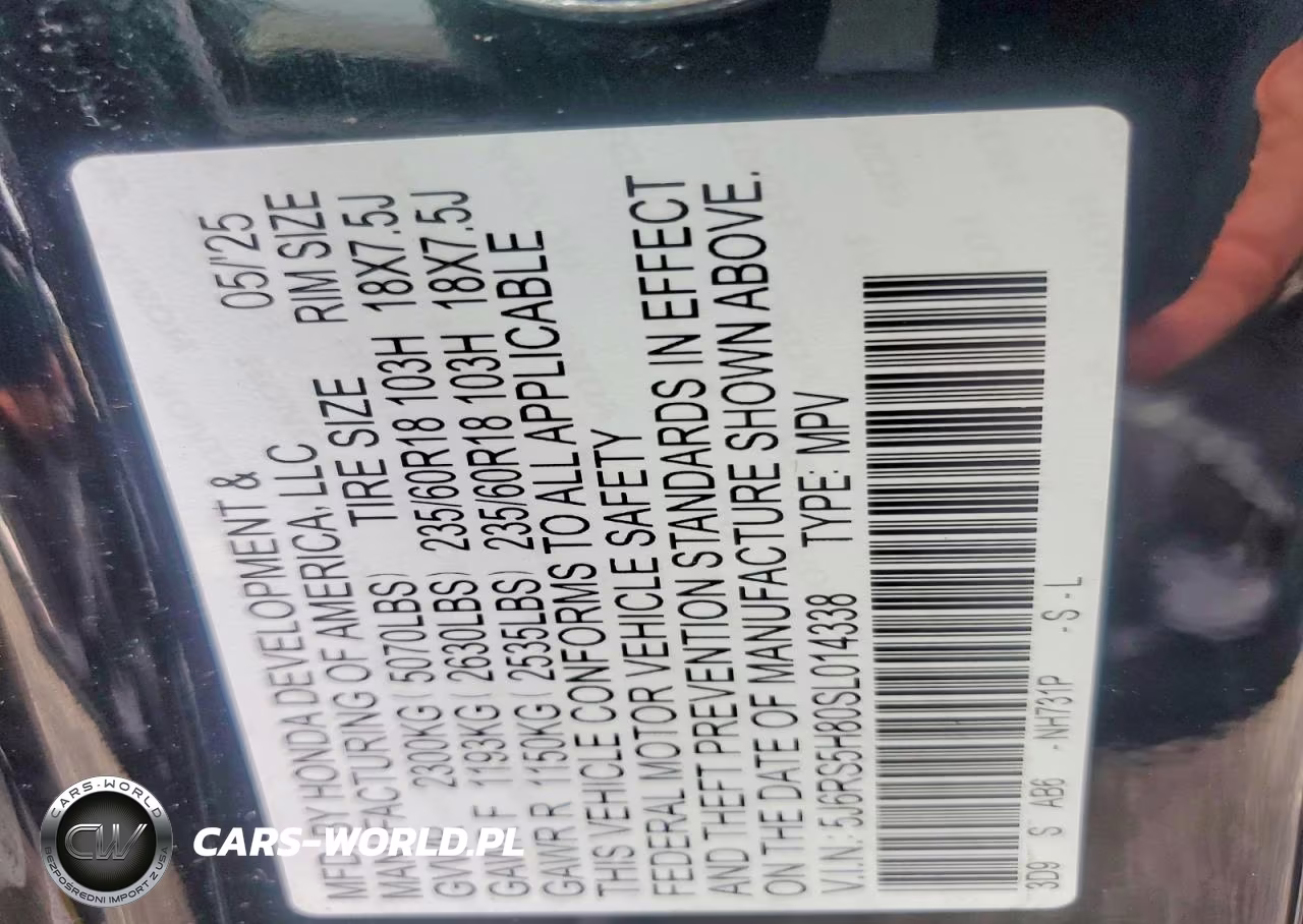 2025 Honda Cr-V Sport-L VIN:5J6RS5H80SL014338 - 14