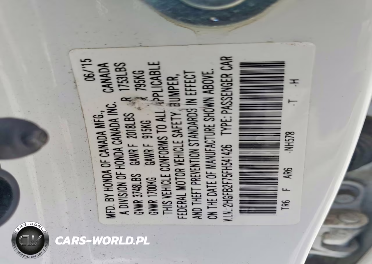 2015 Honda Civic Se VIN:2HGFB2F75FH541426 - 12