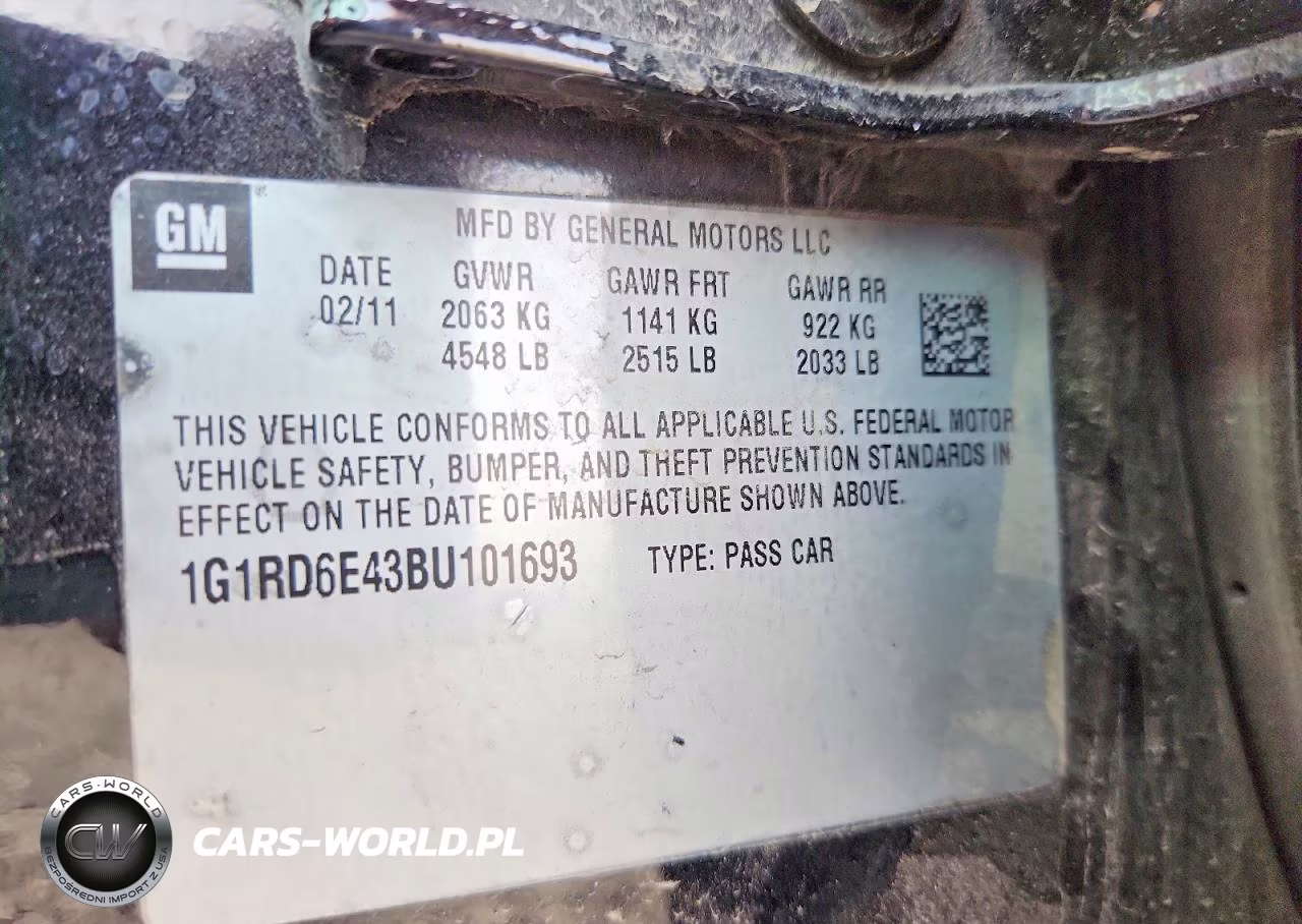 2011 Chevrolet Volt VIN:1G1RD6E43BU101693 - 12