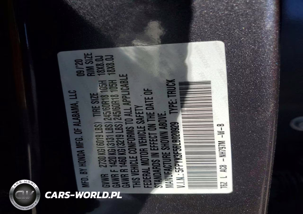 2020 Honda Ridgeline Rtl VIN:5FPYK3F56LB020929 - 12