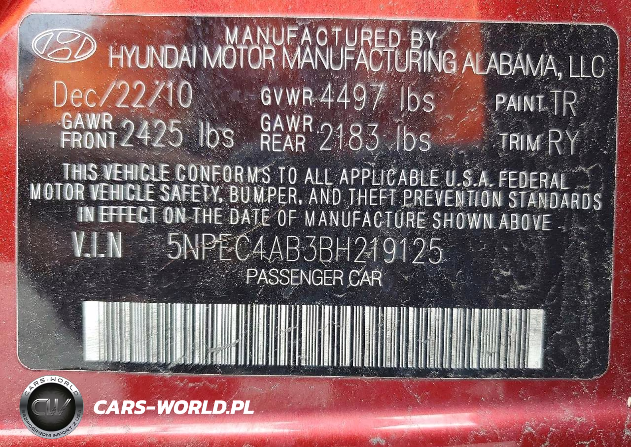 2011 Hyundai Sonata Se 2.0T VIN:5NPEC4AB3BH219125 - 12