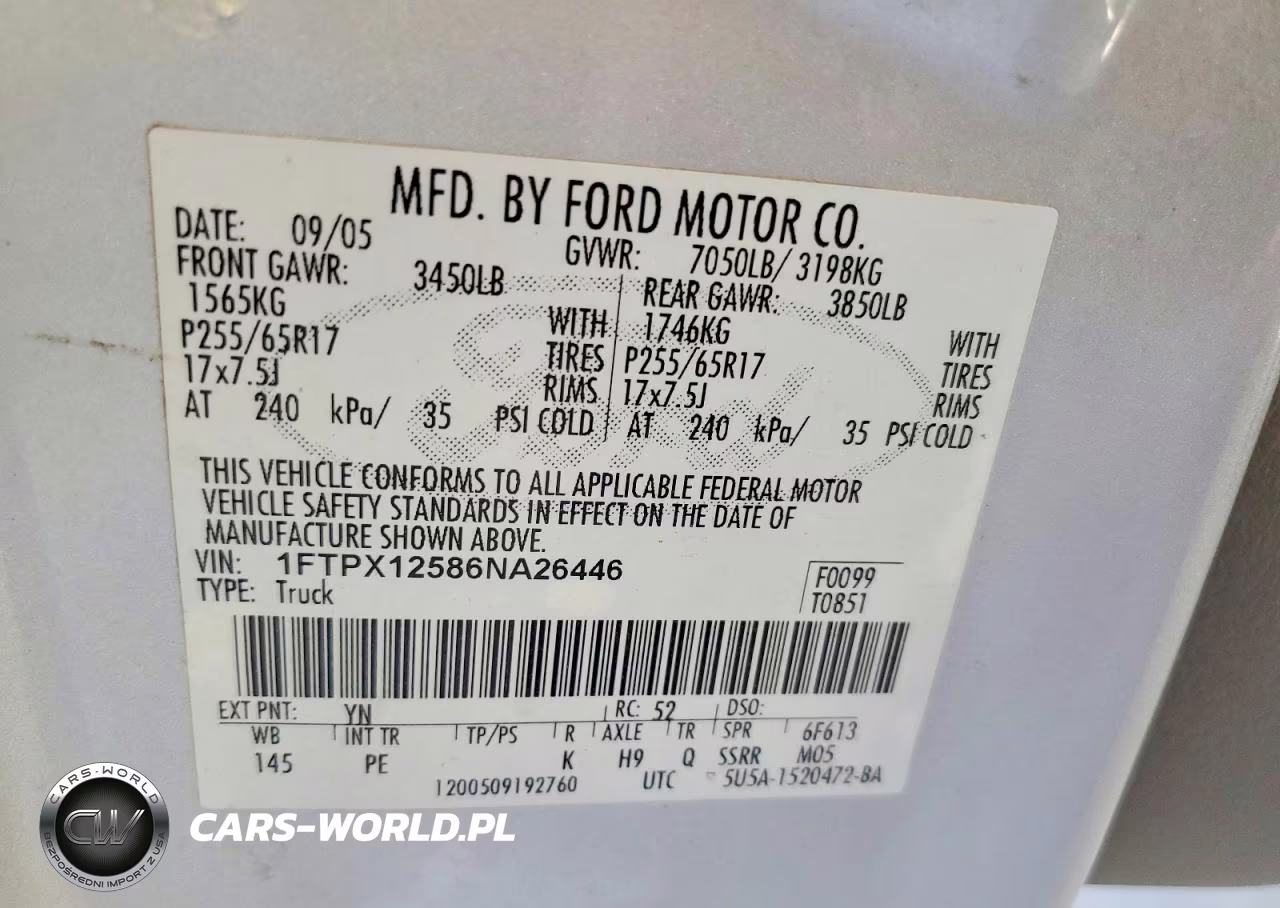 2006 Ford F150 VIN:1FTPX12586NA26446 - 12