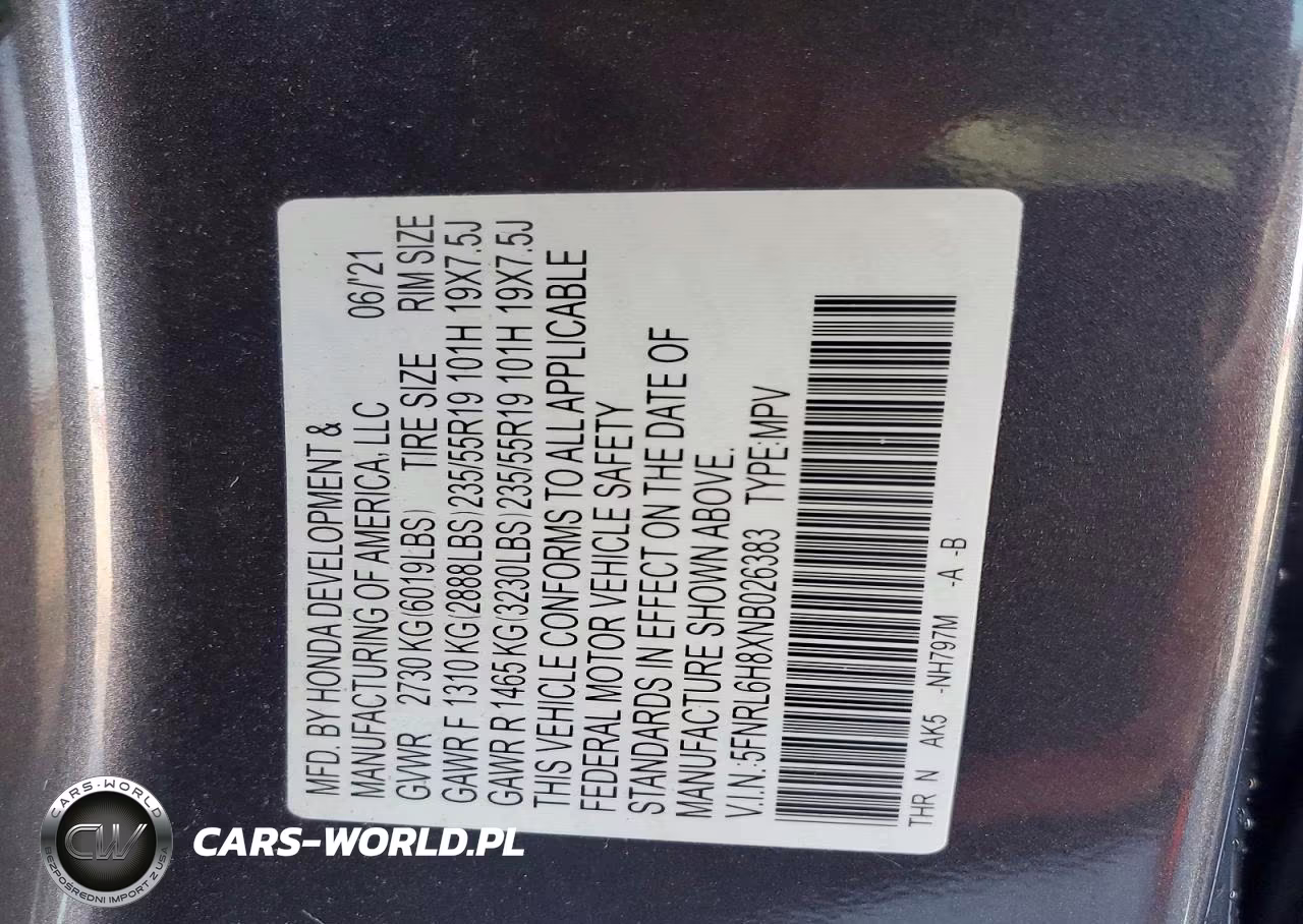 2022 Honda Odyssey Touring VIN:5FNRL6H8XNB026383 - 14
