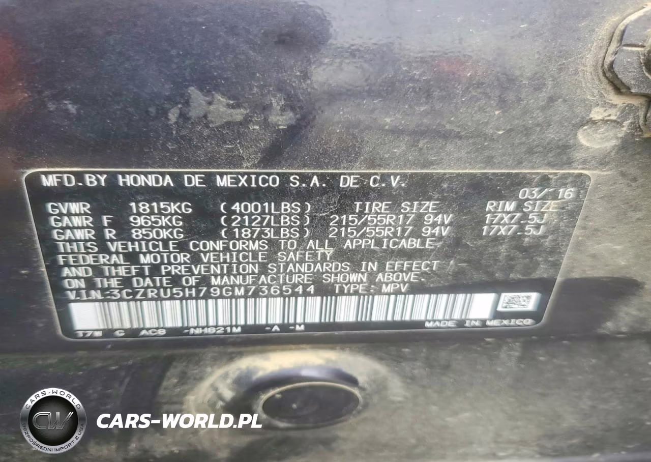 2016 Honda Hr-V Exl VIN:3CZRU5H79GM736544 - 13