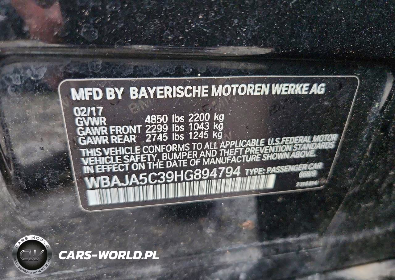 2017 BMW 530 I VIN:WBAJA5C39HG894794 - 12