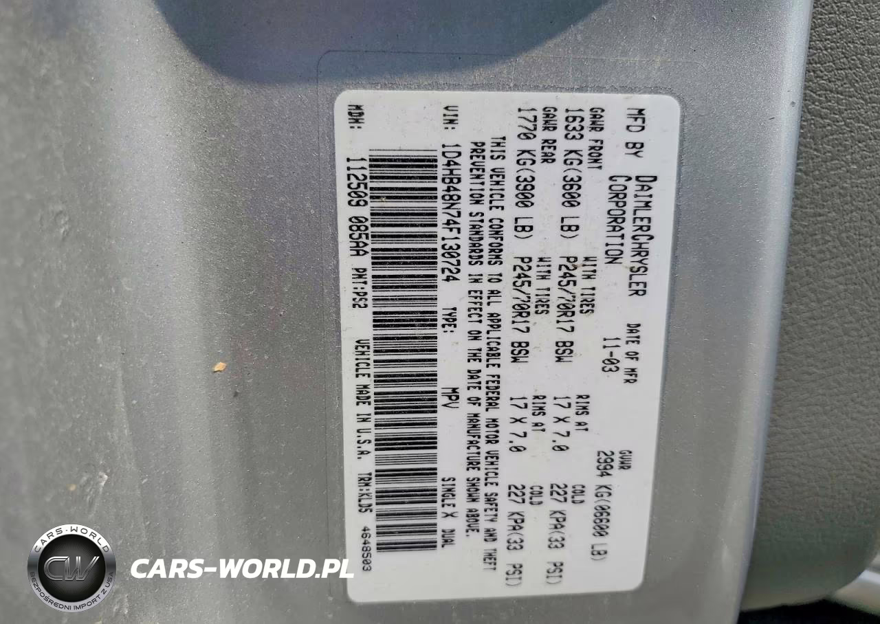 2004 Dodge Durango Slt VIN:1D4HB48N74F130724 - 13