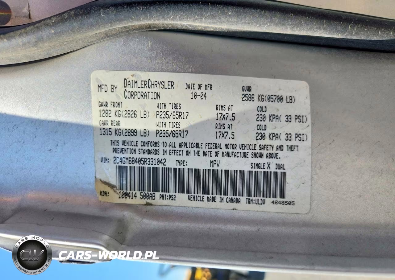 2005 Chrysler Pacifica Touring VIN:2C4GM68405R331042 - 13