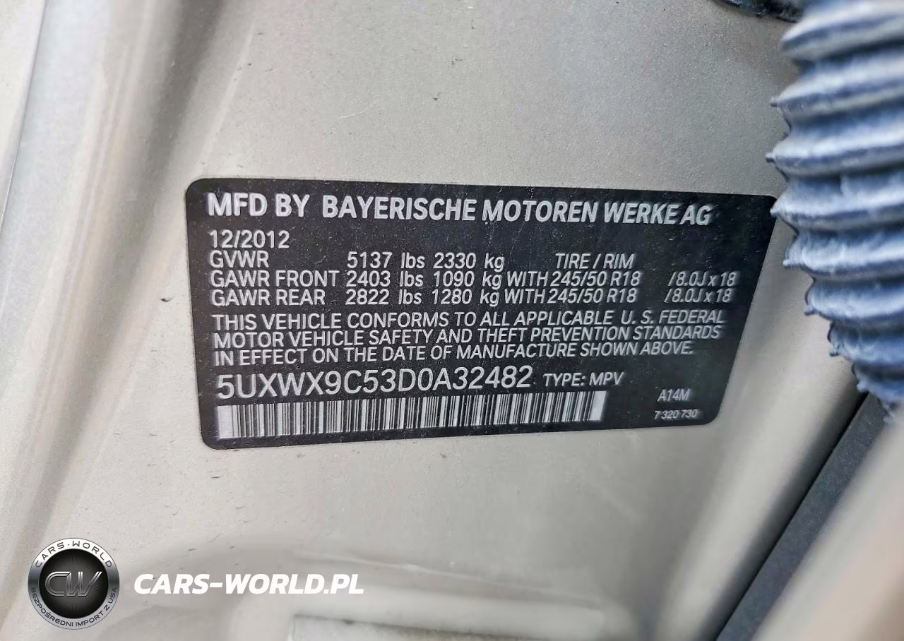 2013 BMW X3 xDrive28I VIN:5UXWX9C53D0A32482 - 13