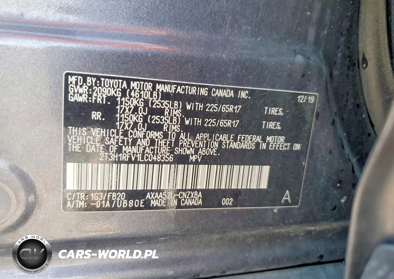2020 Toyota Rav4 Le VIN:2T3H1RFV1LC048356 - 12