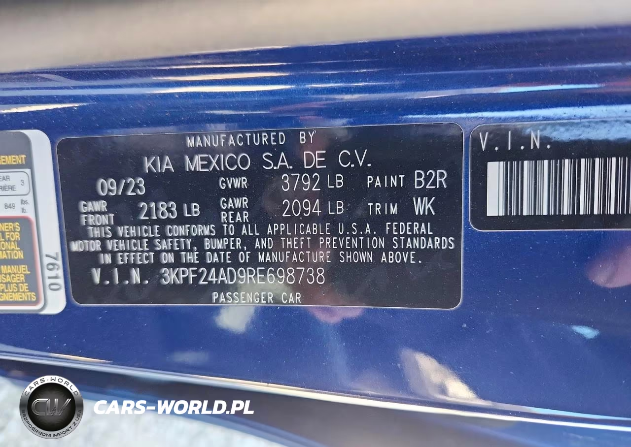 2024 Kia Forte Lxs VIN:3KPF24AD9RE698738 - 12