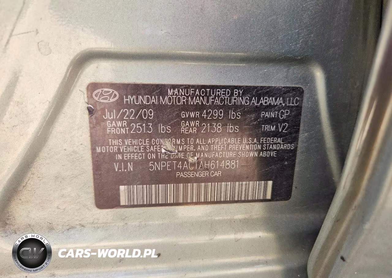 2010 Hyundai Sonata Gls VIN:5NPET4AC1AH614881 - 12