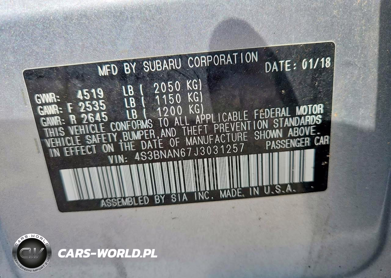 2018 Subaru Legacy 2.5I Limited VIN:4S3BNAN67J3031257 - 12