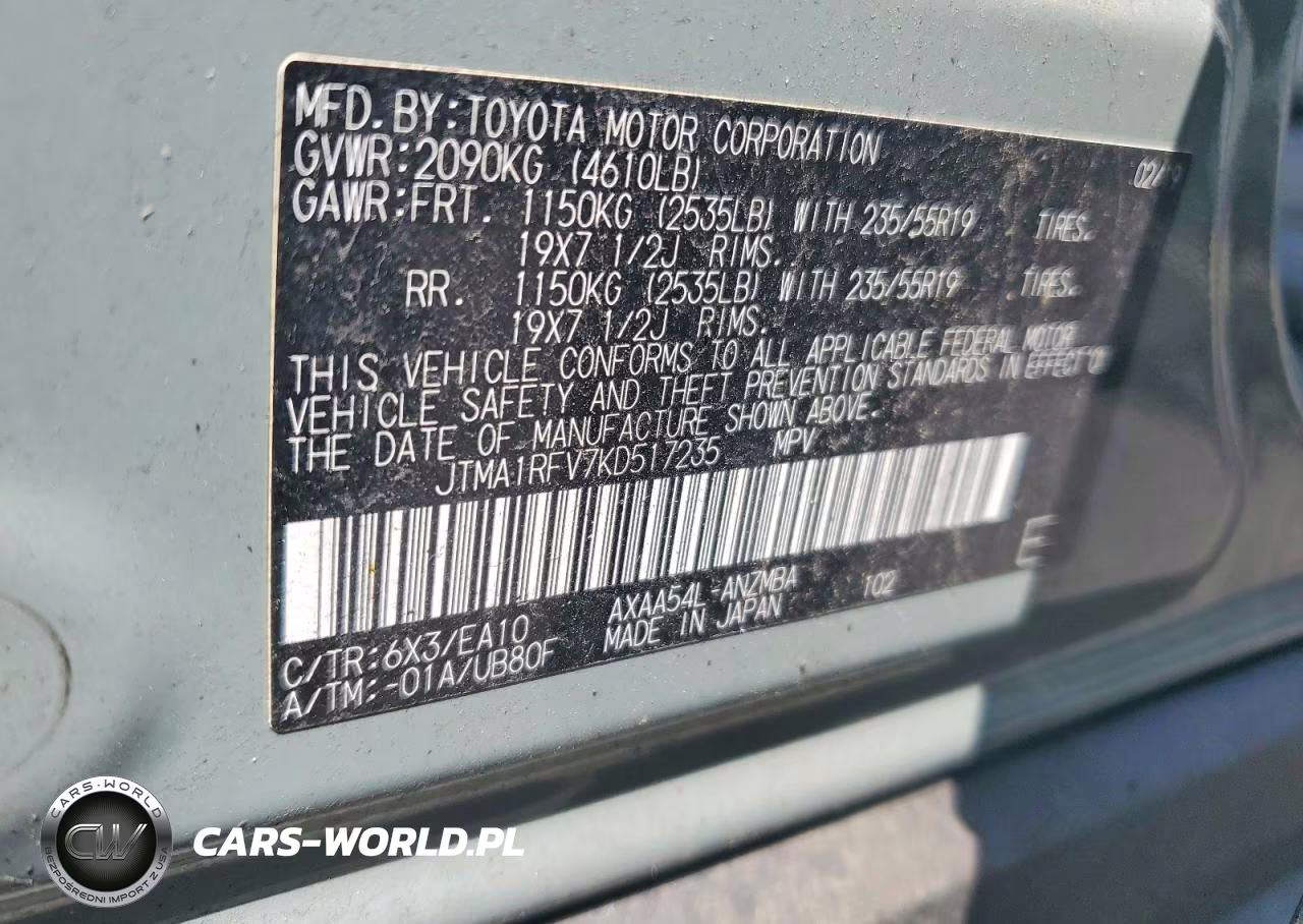 2019 Toyota Rav4 Xle Premium VIN:JTMA1RFV7KD517235 - 14