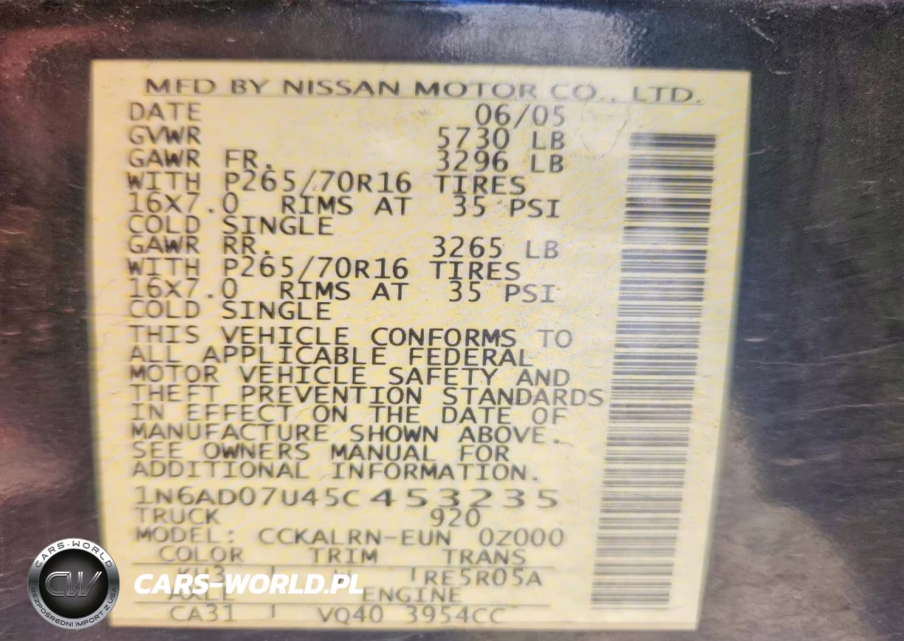 2005 Nissan Frontier Se VIN:1N6AD07U45C453235 - 12