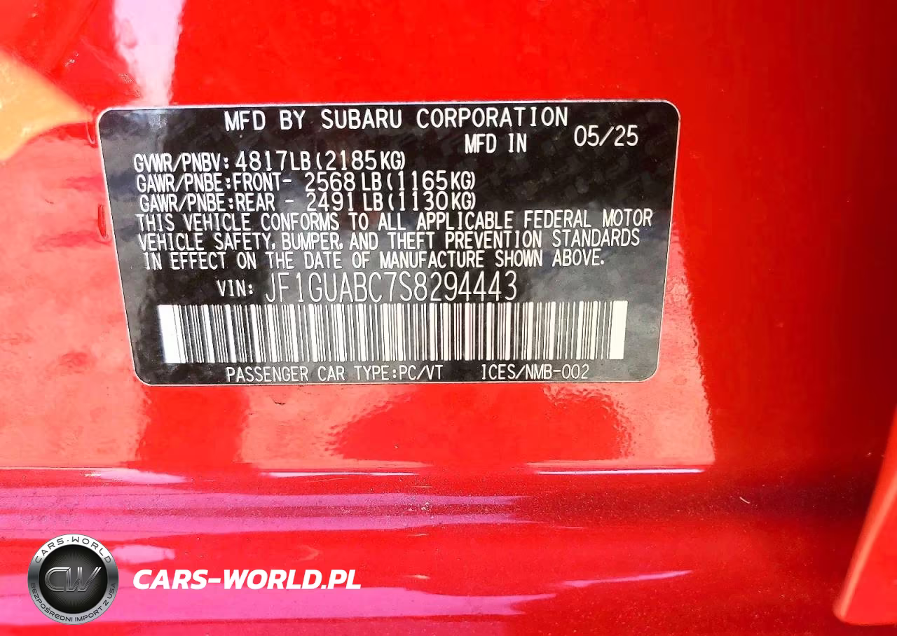 2025 Subaru Impreza VIN:JF1GUABC7S8294443 - 12