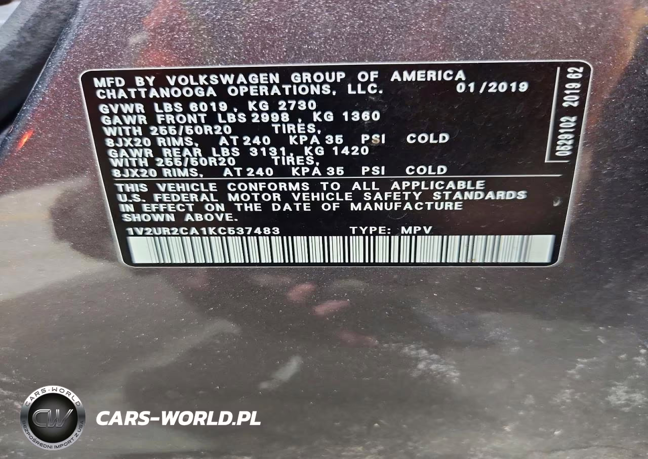 2019 Volkswagen Atlas Se VIN:1V2UR2CA1KC537483 - 13