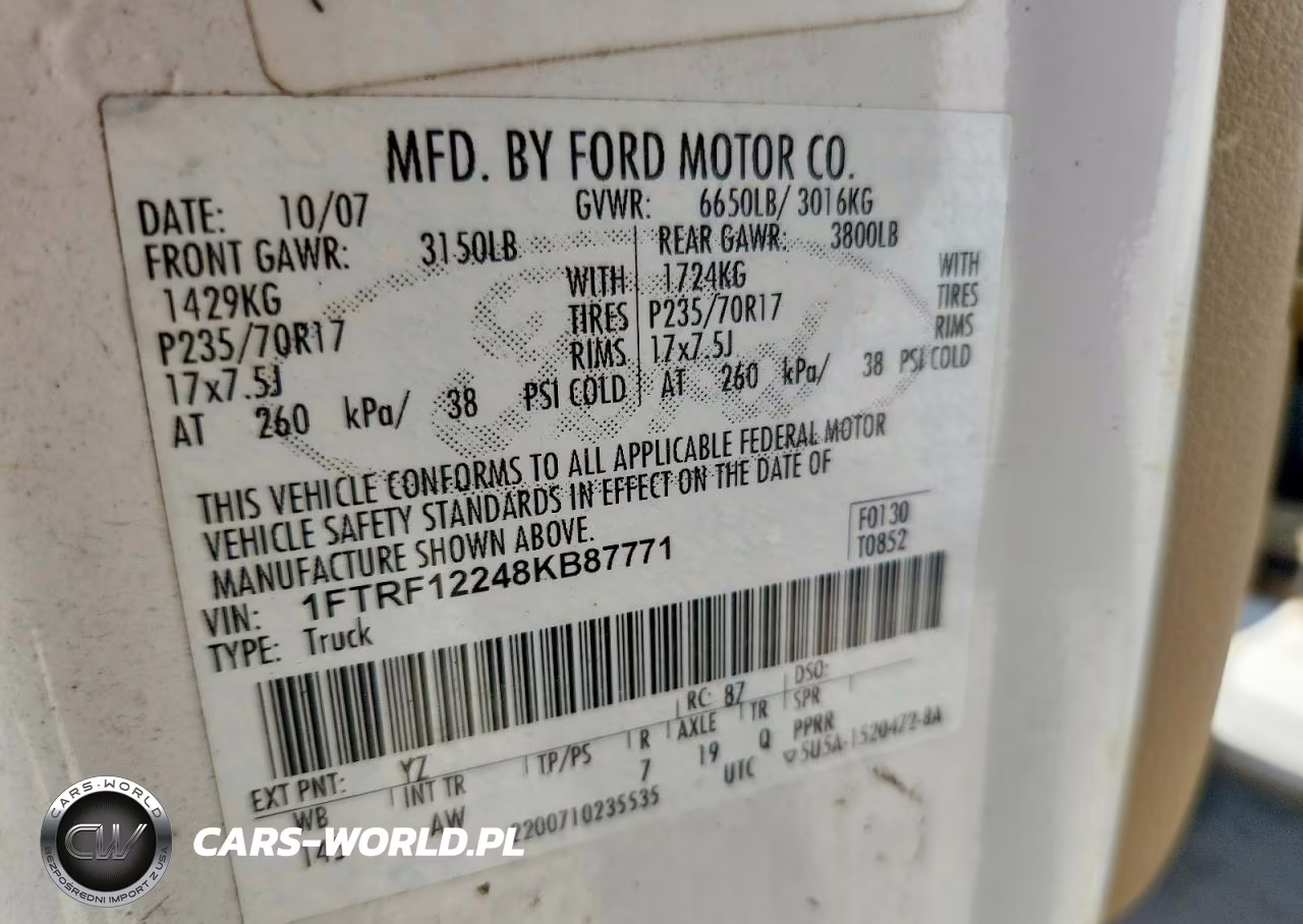 2008 Ford F150 VIN:1FTRF12248KB87771 - 12