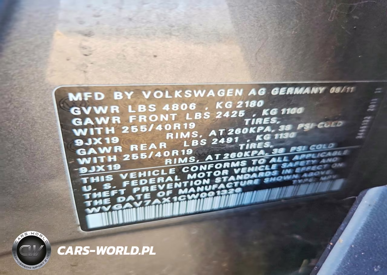 2012 Volkswagen Tiguan S VIN:WVGAV7AX1CW001326 - 13