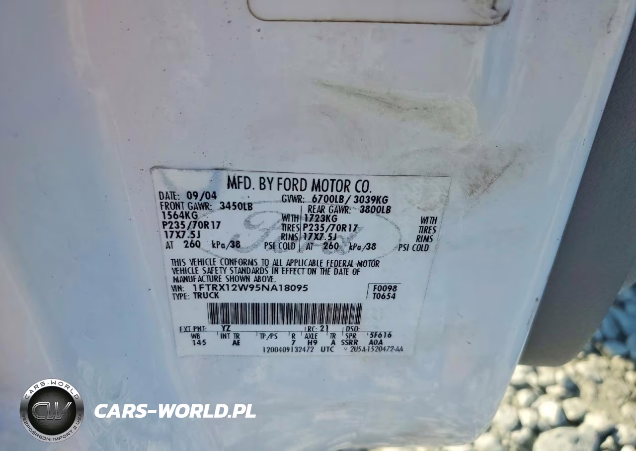 2005 Ford F150 Xl VIN:1FTRX12W95NA18095 - 12