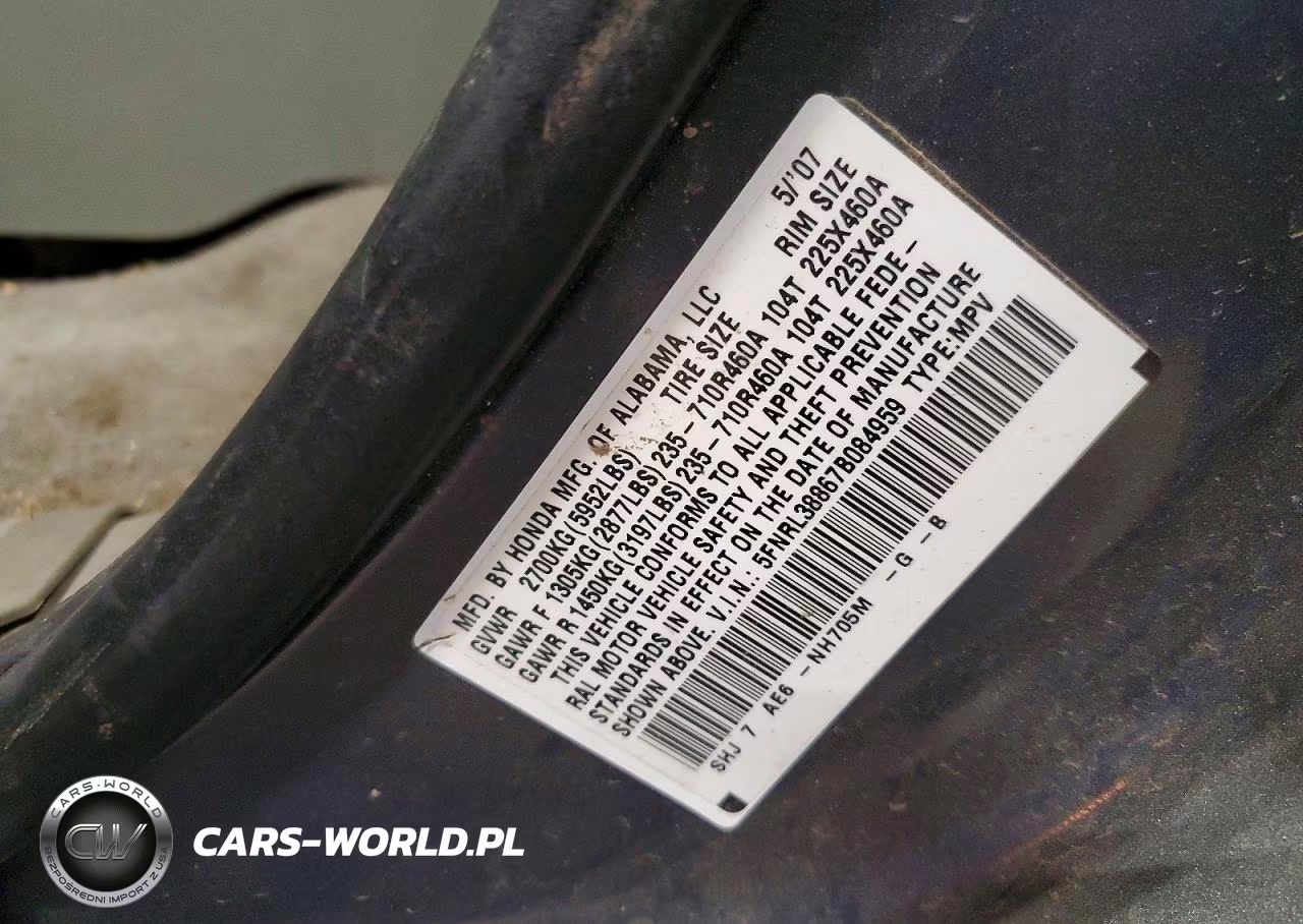 2007 Honda Odyssey Touring VIN:5FNRL38867B084959 - 14