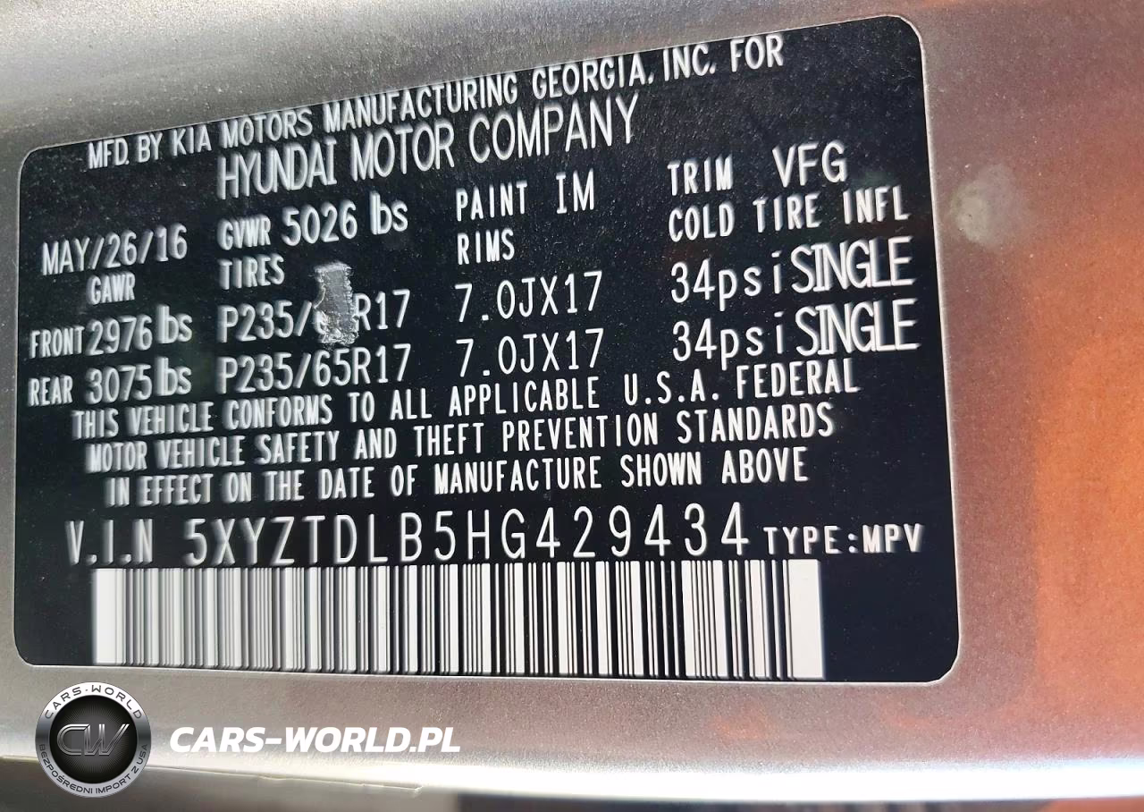 2017 Hyundai Santa Fe Sport 2.4L VIN:5XYZTDLB5HG429434 - 14