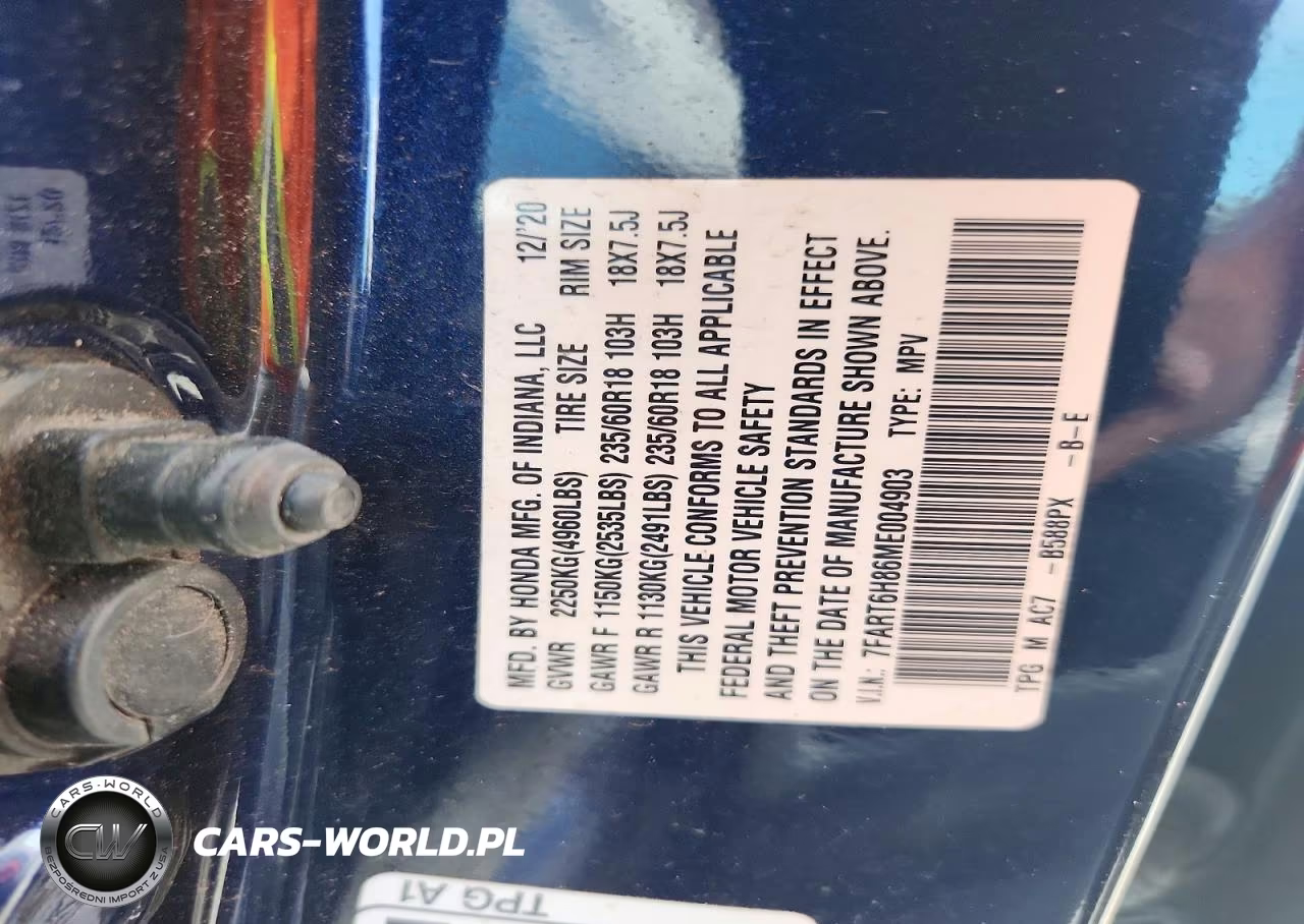 2021 Honda Cr-V Exl VIN:7FART6H86ME004903 - 13