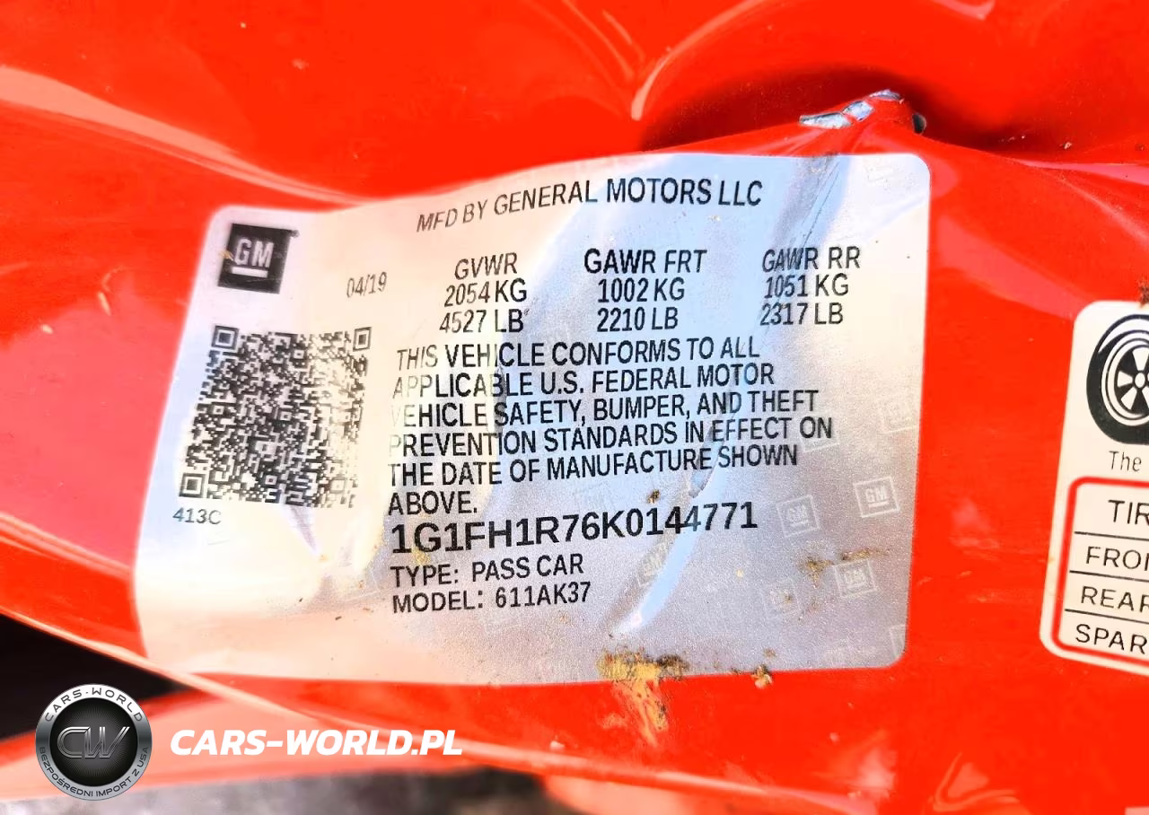 2019 Chevrolet Camaro Ss VIN:1G1FH1R76K0144771 - 12