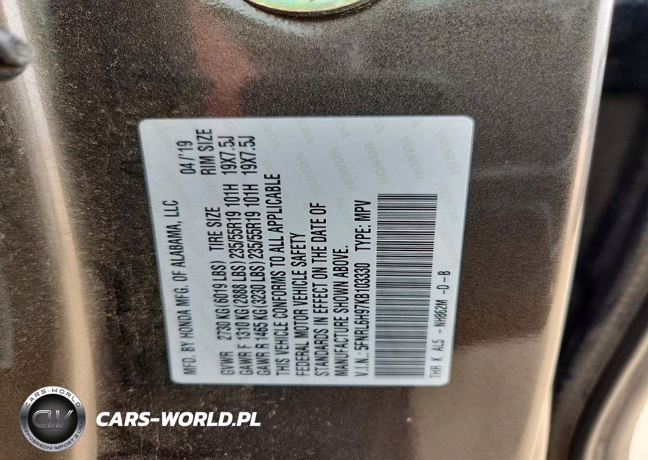 2019 Honda Odyssey Elite VIN:5FNRL6H97KB103330 - 13