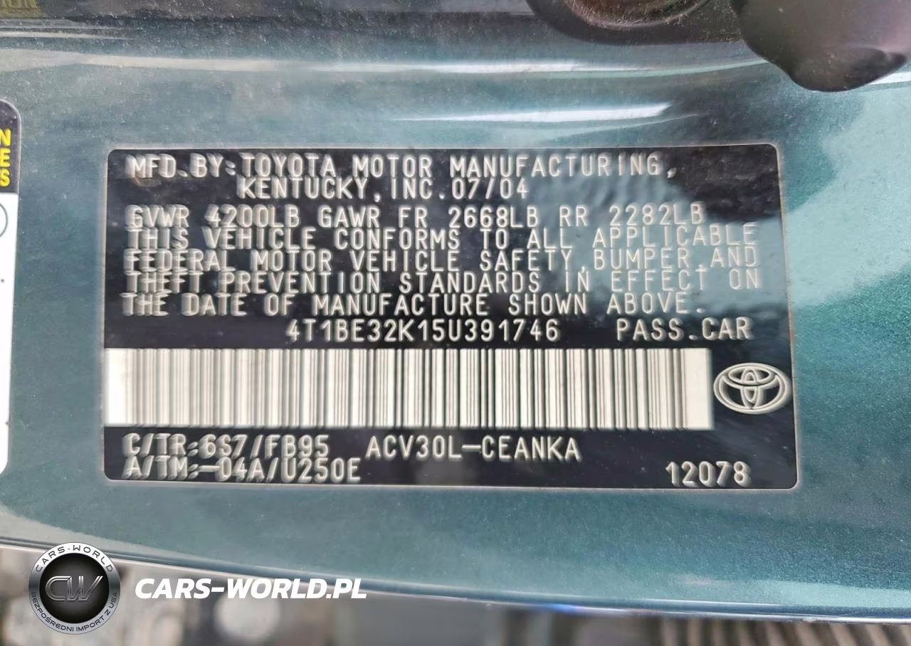 2005 Toyota Camry Le VIN:4T1BE32K15U391746 - 12