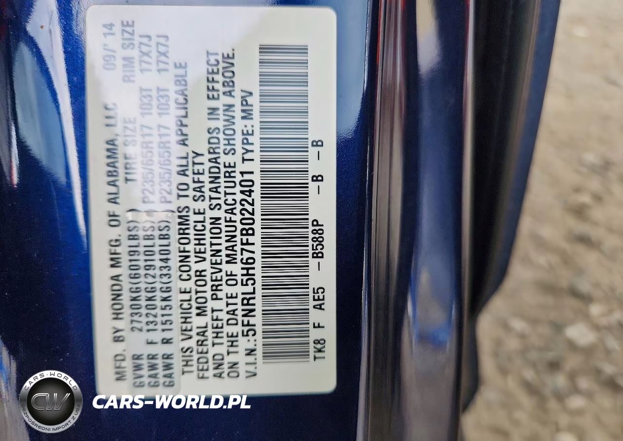 2015 Honda Odyssey Exl VIN:5FNRL5H67FB022401 - 13