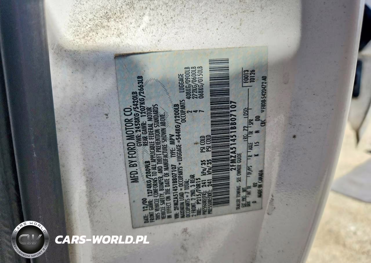 2001 Ford Windstar Lx VIN:2FMZA51451BB07107 - 13