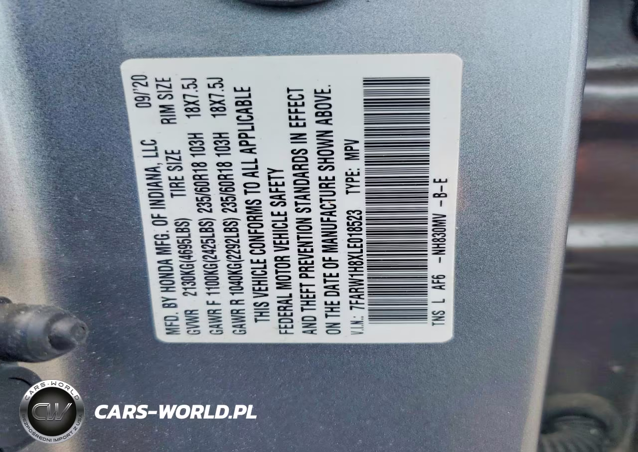 2020 Honda Cr-V Exl VIN:7FARW1H8XLE018523 - 13
