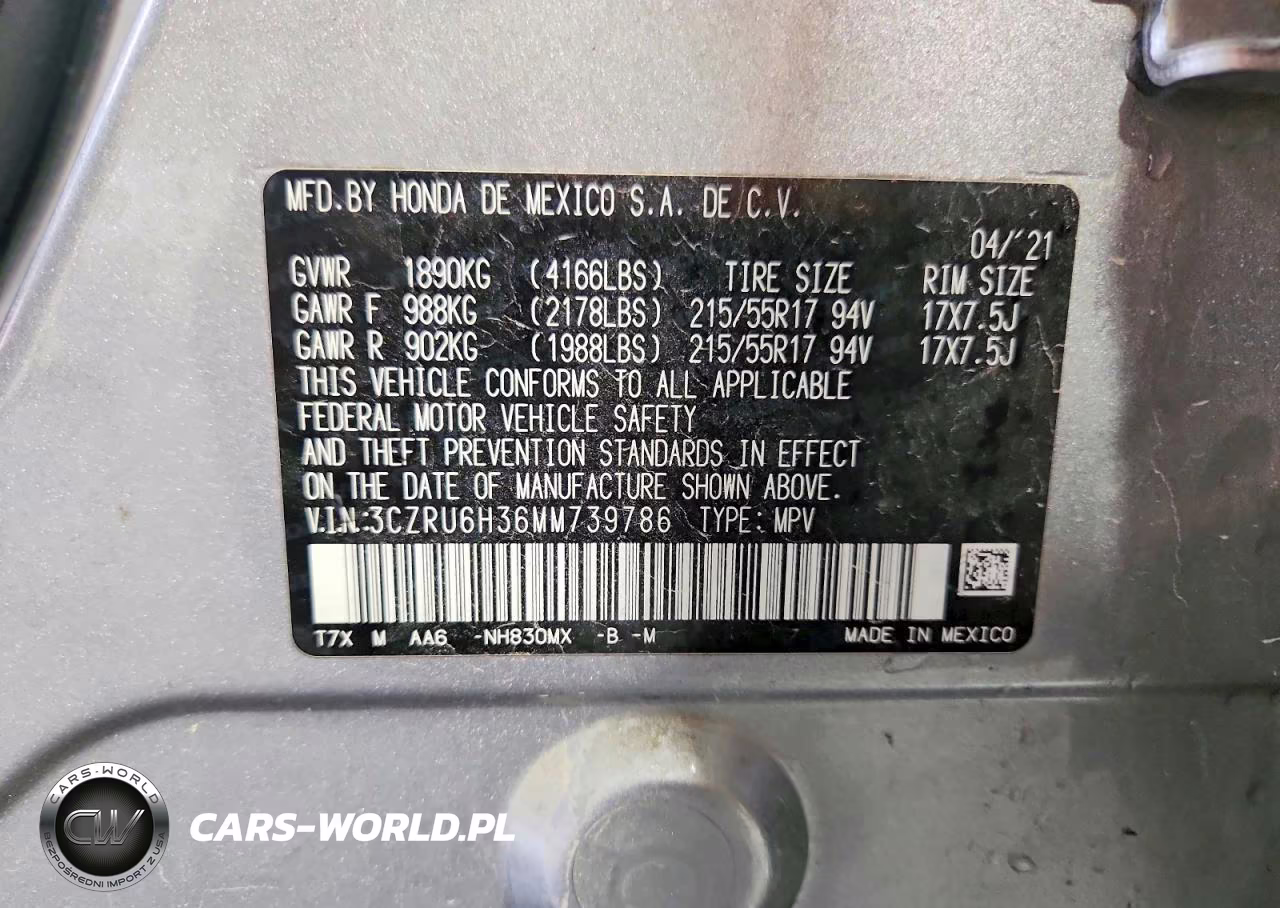 2021 Honda Hr-V Lx VIN:3CZRU6H36MM739786 - 13