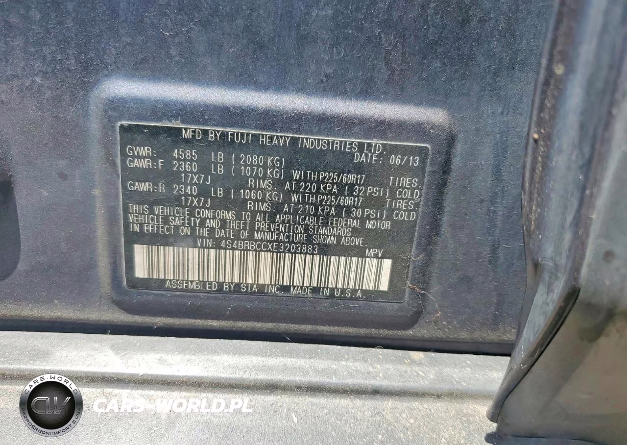 2014 Subaru Outback 2.5I Premium VIN:4S4BRBCCXE3203883 - 13