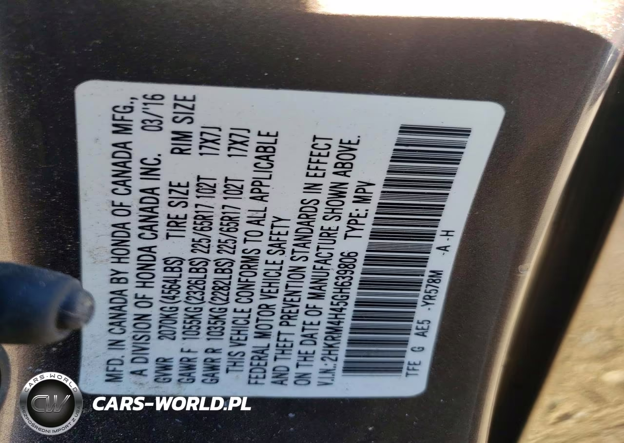 2016 Honda Cr-V Se VIN:2HKRM4H45GH639806 - 13