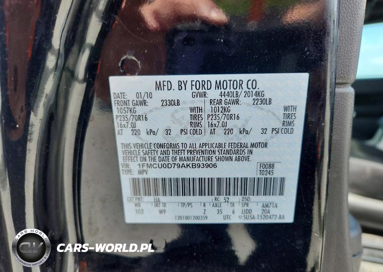 2010 Ford Escape Xlt VIN:1FMCU0D79AKB93906 - 12