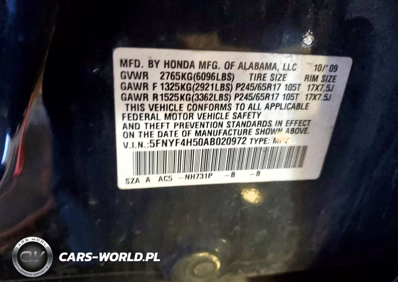 2010 Honda Pilot Exl VIN:5FNYF4H50AB020972 - 13