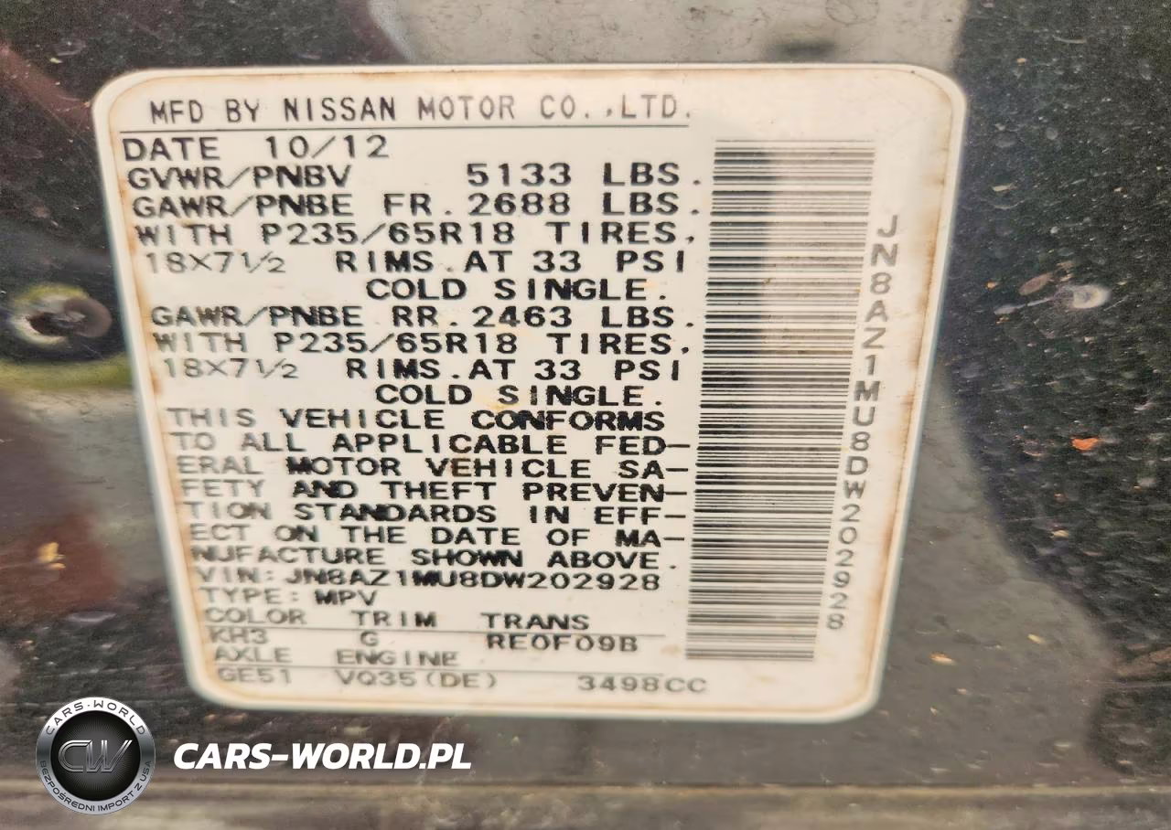 2013 Nissan Murano S VIN:JN8AZ1MU8DW202928 - 13